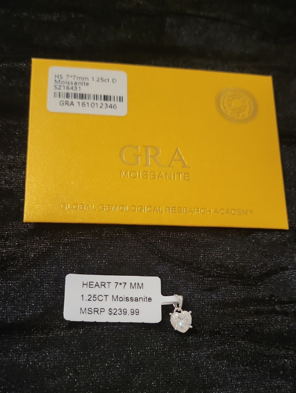 Source Unknown GRA Moissanite Heart Pendant - Sterling Silver 1.25 Ct 7mm